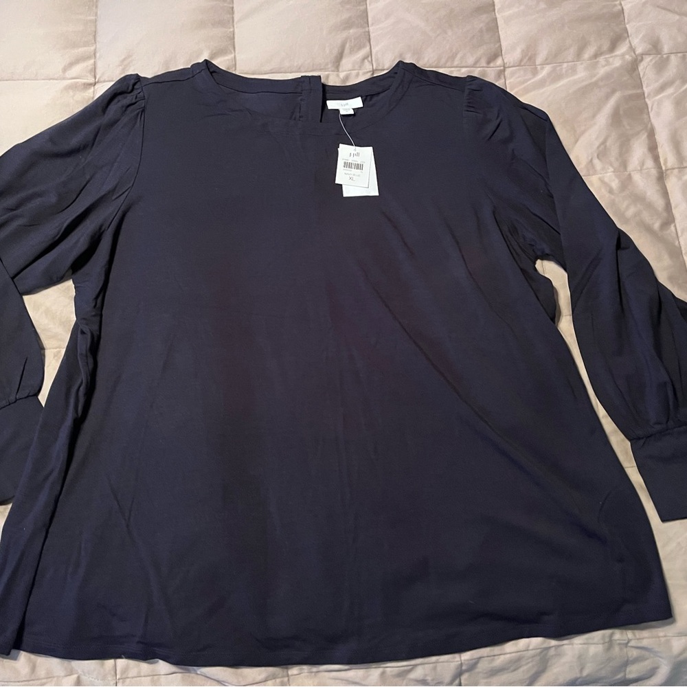 J. Jill Deep Navy Long Sleeve Blouse